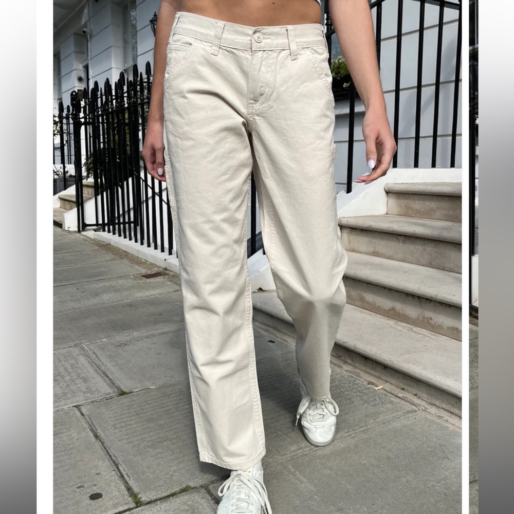 Brandy Melville Low Rise White Carpenter Pants